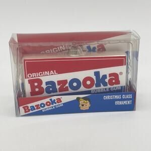 Kat + Annie Bazooka Bubble Gum Box Glass Christmas Ornament NEW